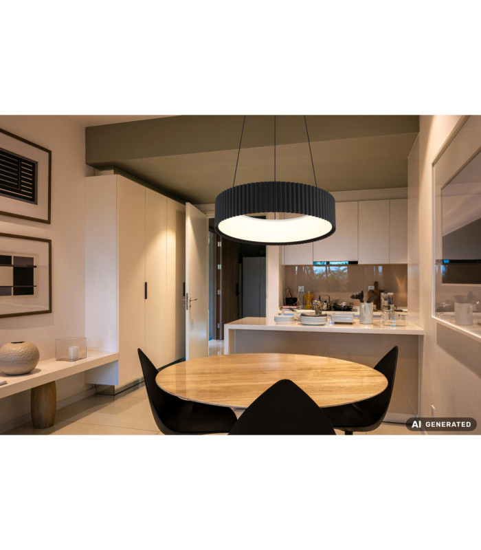 Kemp Integrated LED Cylindrical Pendant Ceiling Light Matt Black 2700-4000-6000K-7