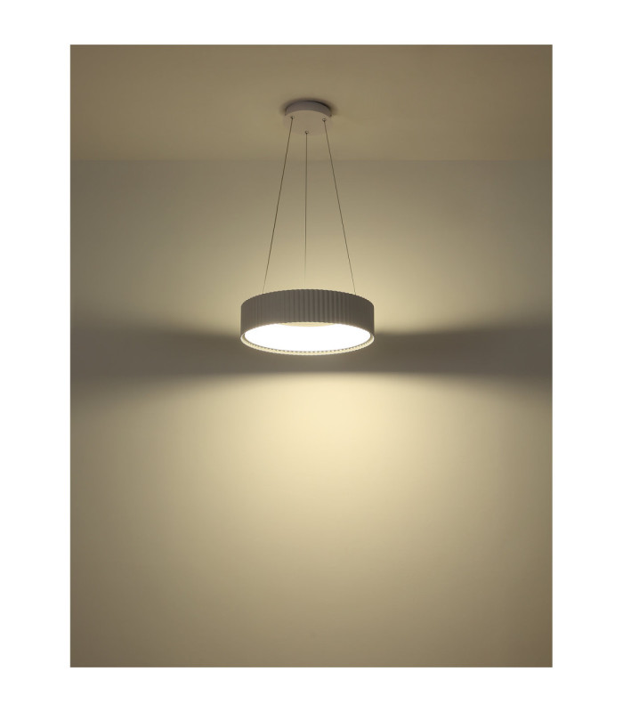 Kemp Integrated LED Cylindrical Pendant Ceiling Light Matt White 2700-4000-6000K-6