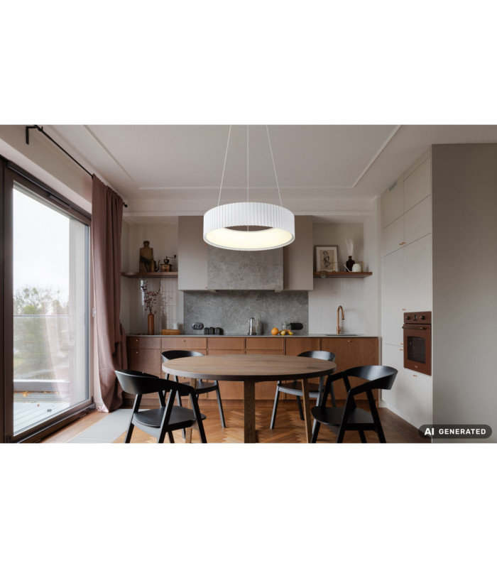 Kemp Integrated LED Cylindrical Pendant Ceiling Light Matt White 2700-4000-6000K-7