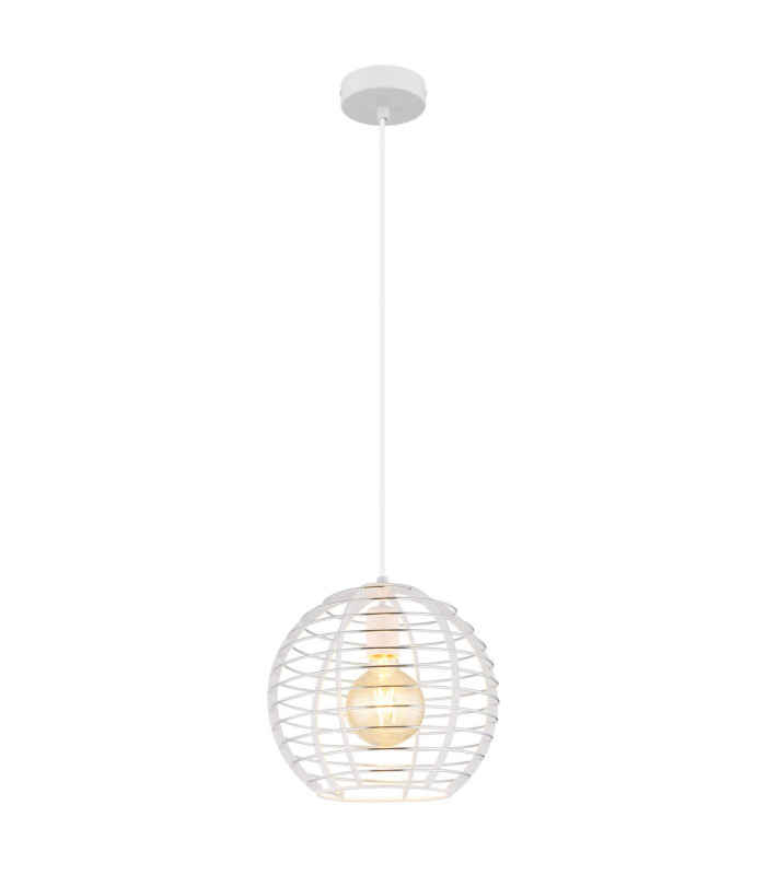 Nesa 28cm Wire Frame Pendant Ceiling Light Matt White 1x E27-1