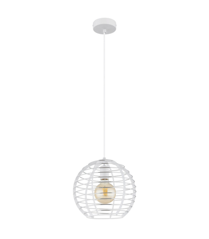 Nesa 28cm Wire Frame Pendant Ceiling Light Matt White 1x E27-2