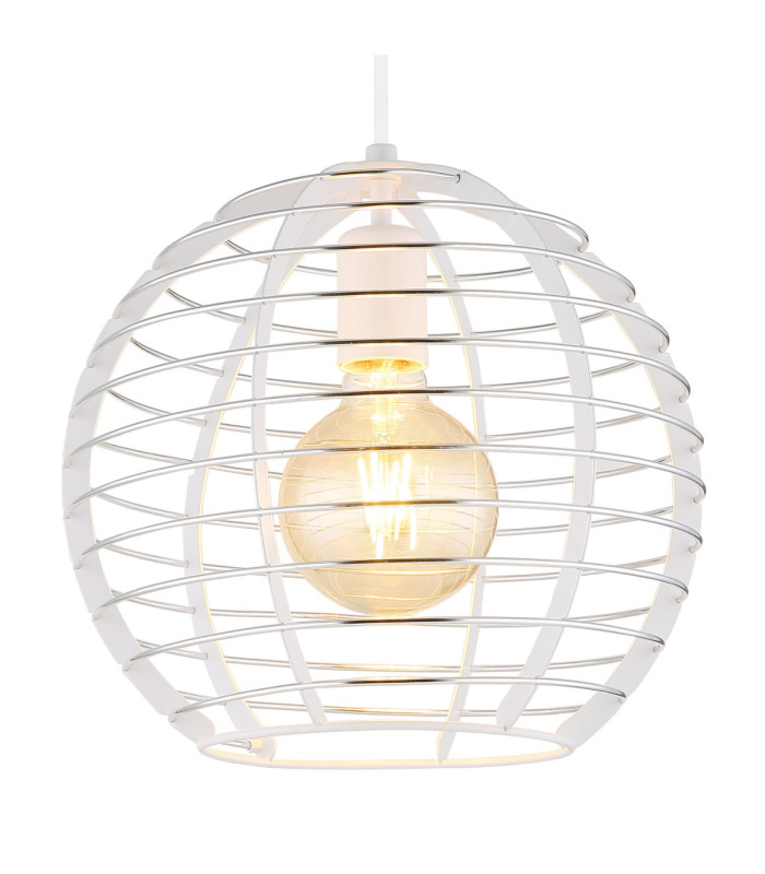 Nesa 28cm Wire Frame Pendant Ceiling Light Matt White 1x E27-3