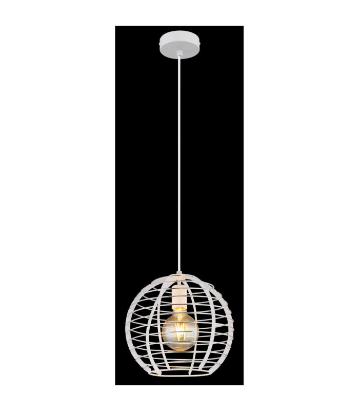 Nesa 28cm Wire Frame Pendant Ceiling Light Matt White 1x E27-4