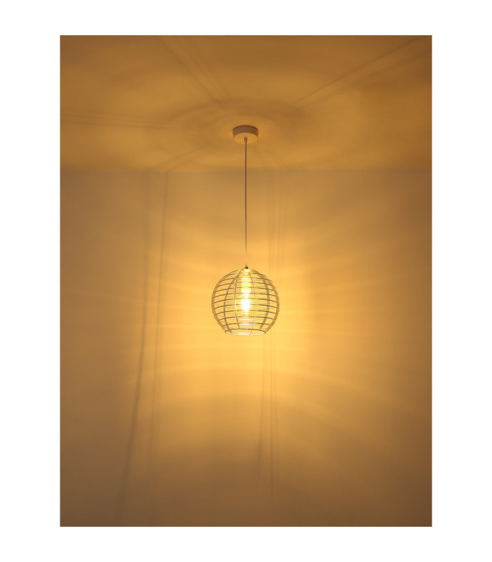 Nesa 28cm Wire Frame Pendant Ceiling Light Matt White 1x E27-5
