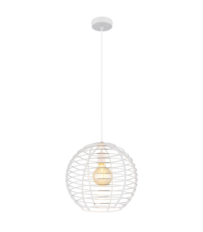 Nesa 35cm Wire Frame Pendant Ceiling Light Matt White 1x E27-1