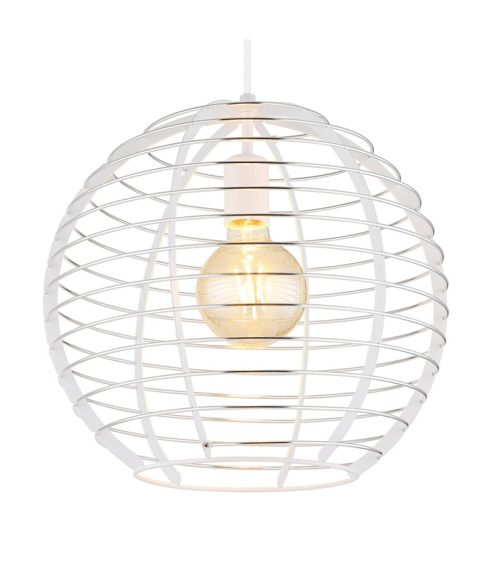 Nesa 35cm Wire Frame Pendant Ceiling Light Matt White 1x E27-3