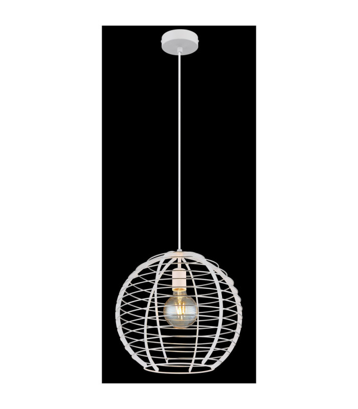 Nesa 35cm Wire Frame Pendant Ceiling Light Matt White 1x E27-4