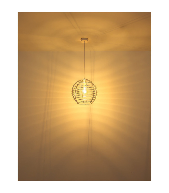 Nesa 35cm Wire Frame Pendant Ceiling Light Matt White 1x E27-5