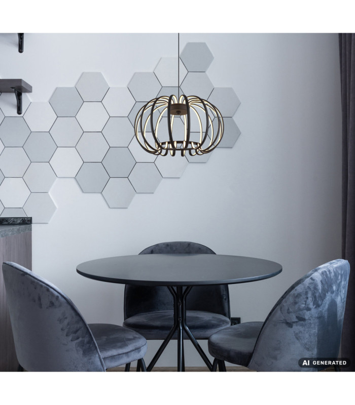 Ribbon Integrated Led Pendant Ceiling Light Matt Black 3000K-6