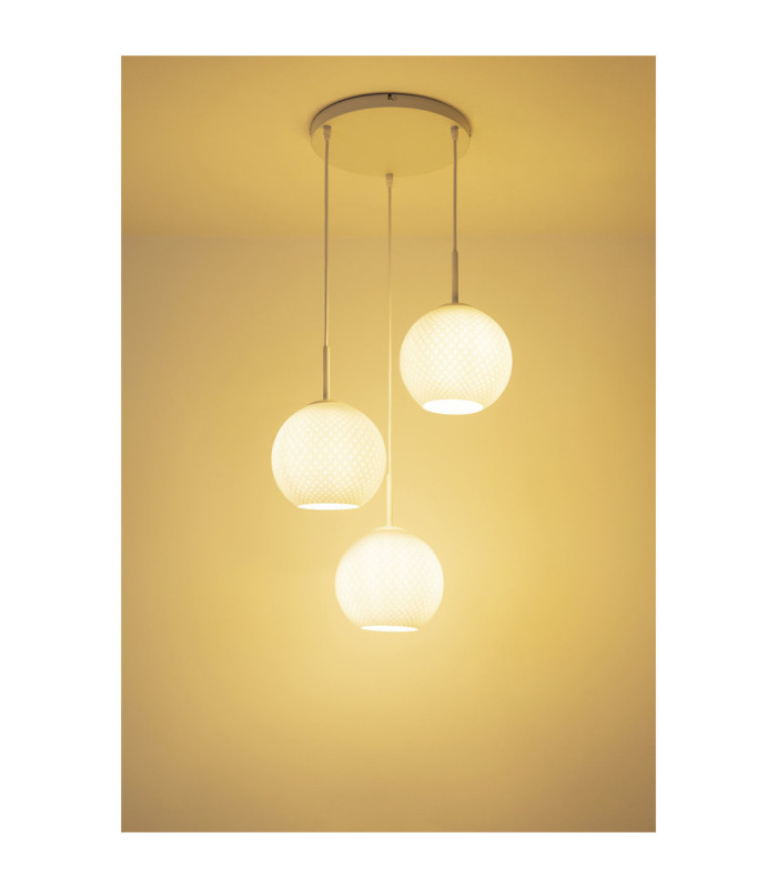 Andre Cluster Pendant Ceiling Light Matt White 3x E27-3