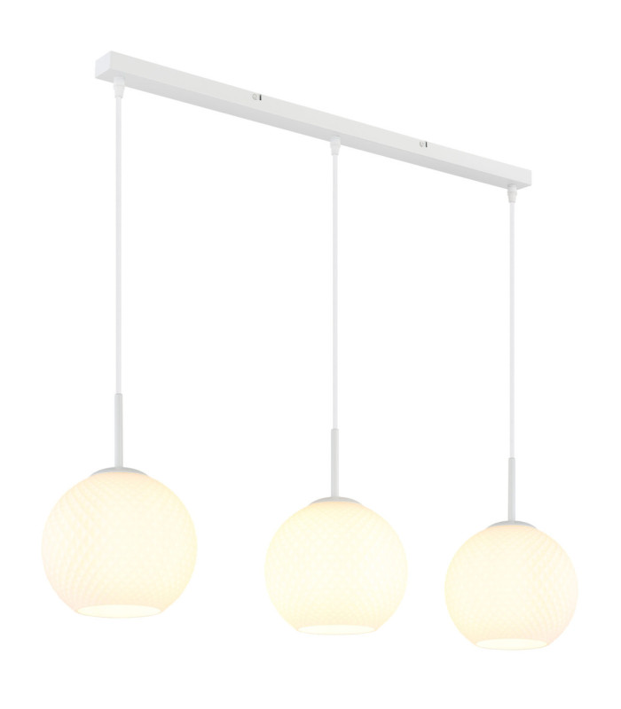 Andre Bar Pendant Ceiling Light Matt White 3x E27-1