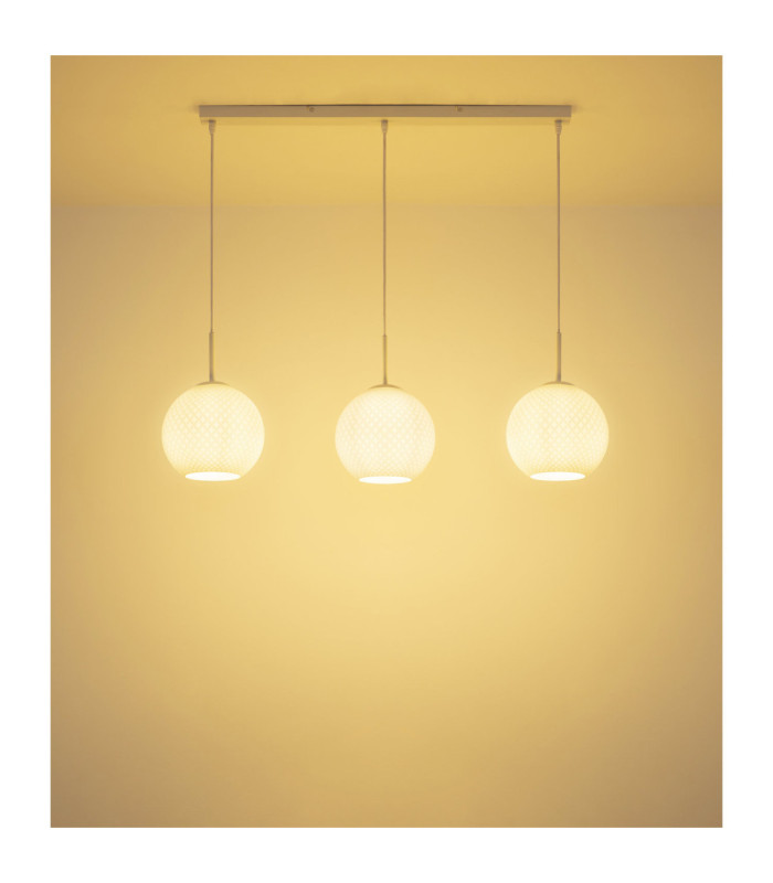 Andre Bar Pendant Ceiling Light Matt White 3x E27-4