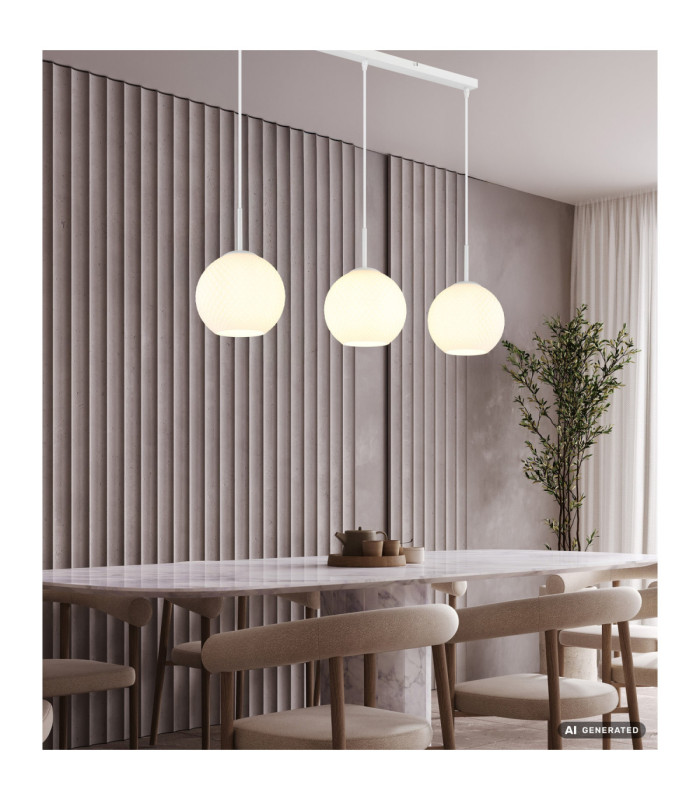 Andre Bar Pendant Ceiling Light Matt White 3x E27-5