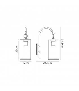Downward Wall Lamp, 1 x E27, IP54, Graphite Black - 2