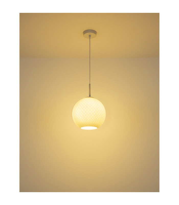 Andre Globe Pendant Ceiling Light Matt White 1x E27-4