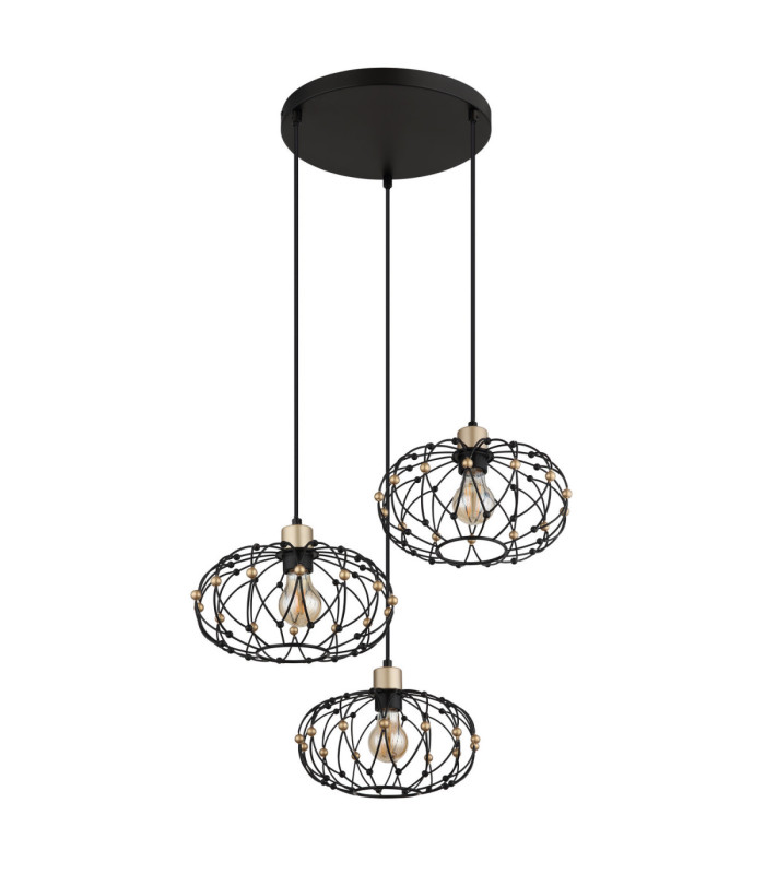 Greys Cluster Pendant Ceiling Light Matt Black 3x E27-2