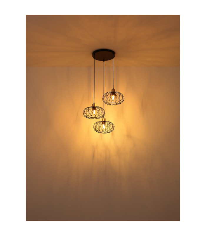 Greys Cluster Pendant Ceiling Light Matt Black 3x E27-5