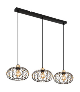 Greys Bar Pendant Ceiling Light Matt Black 3x E27-1