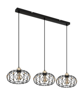 Greys Bar Pendant Ceiling Light Matt Black 3x E27-2
