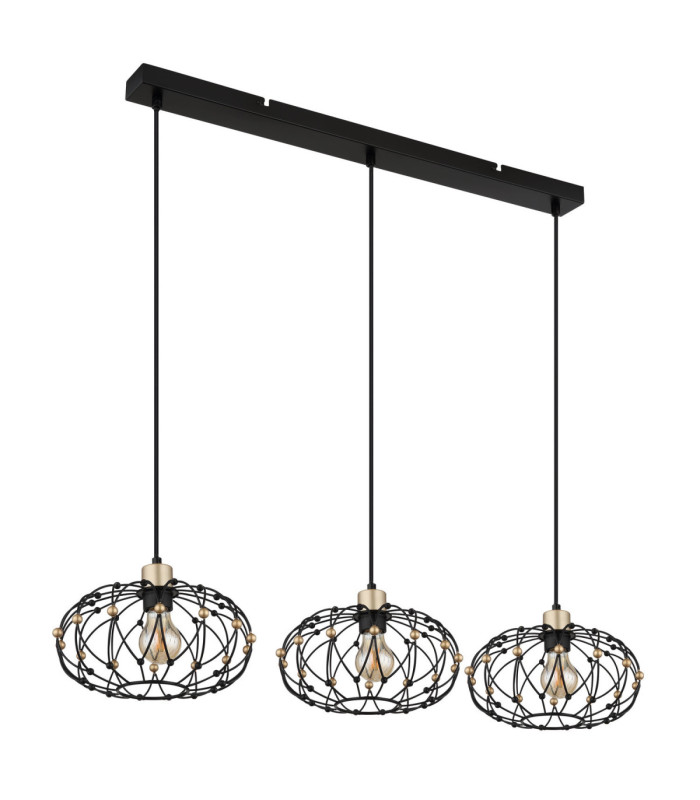 Greys Bar Pendant Ceiling Light Matt Black 3x E27-2