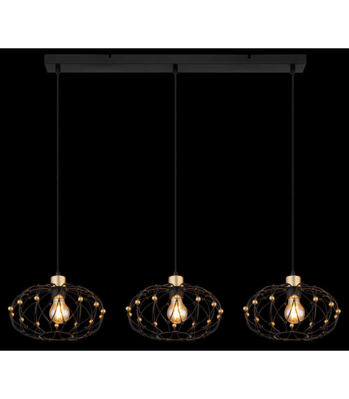 Greys Bar Pendant Ceiling Light Matt Black 3x E27-5