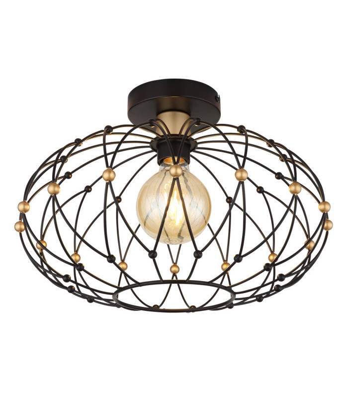 Greys Semi Flush Ceiling Light Matt Black 1x E27-1