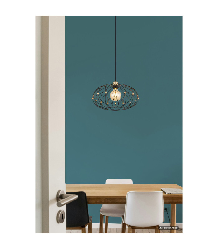 Greys Spherical Pendant Ceiling Light Matt Black 1x E27-6