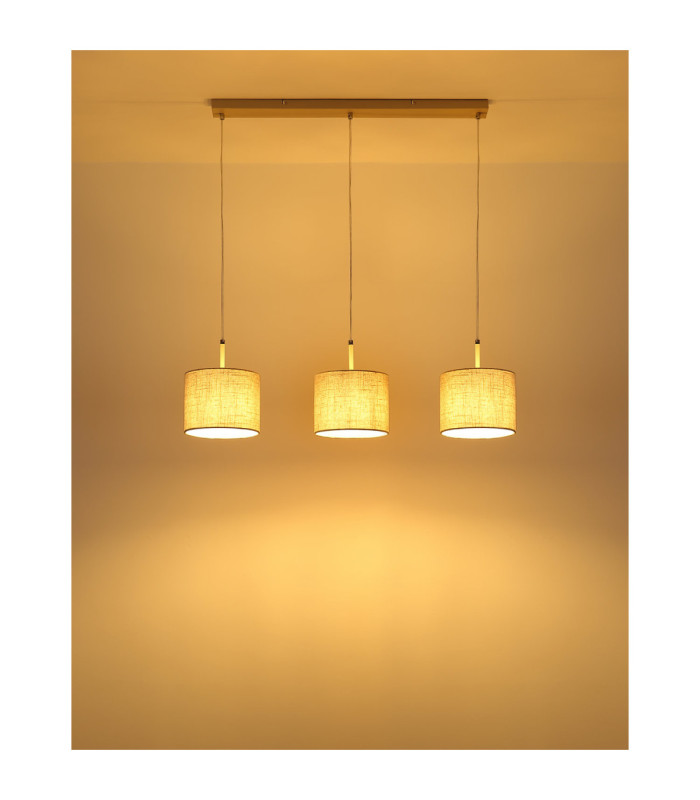 Deleon Bar Pendant Ceiling Light Matt Sand Colour  3x E27-5