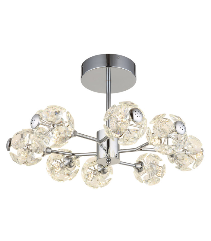 Virina Integrated LED Multi Arm Semi Flush Ceiling Lamp Chrome 3000K-4