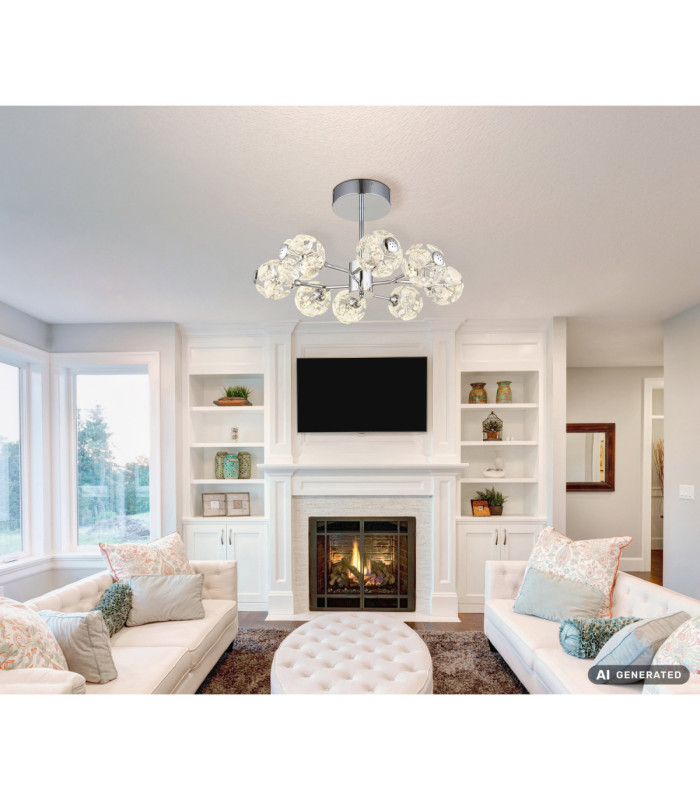Virina Integrated LED Multi Arm Semi Flush Ceiling Lamp Chrome 3000K-5