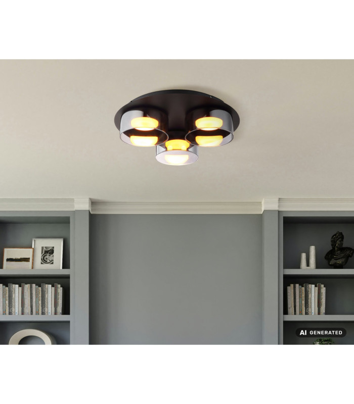 Higgins Shade Cluster Ceiling Light Black Brushed 3x GX53 1800K-5
