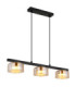 Higgins Bar Pendant Ceiling Light Matt Black Amber Glass 3x GX53 1800K-1