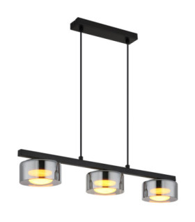 Higgins Bar Pendant Ceiling Light Matt Black Smoke Glass 3x GX53 1800K-1
