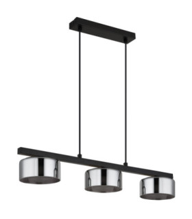 Higgins Bar Pendant Ceiling Light Matt Black Smoke Glass 3x GX53 1800K-2