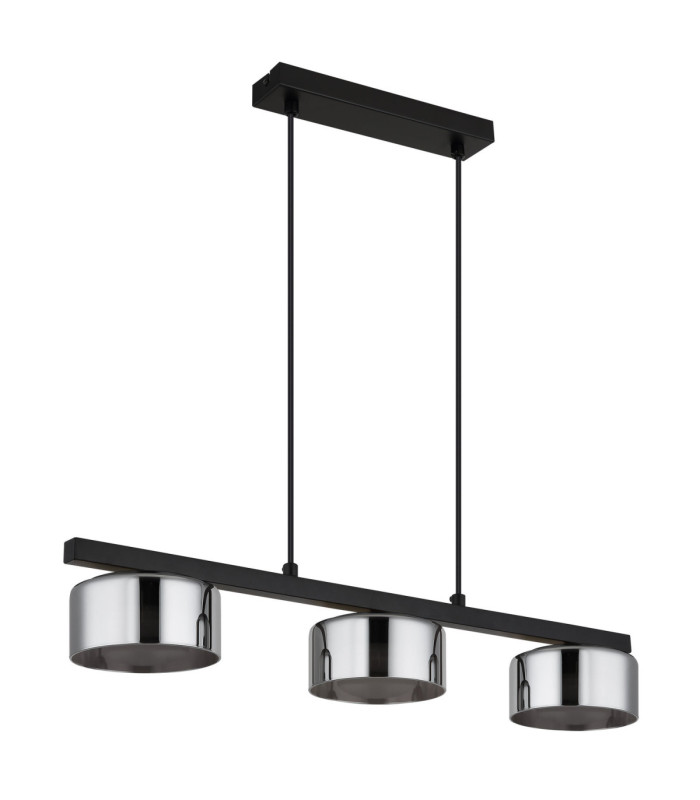 Higgins Bar Pendant Ceiling Light Matt Black Smoke Glass 3x GX53 1800K-2