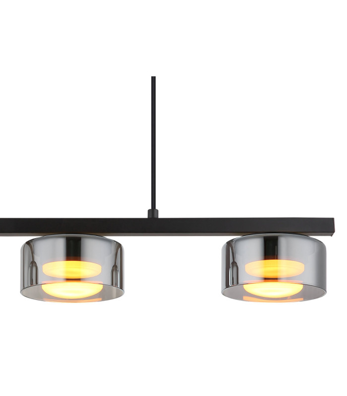 Higgins Bar Pendant Ceiling Light Matt Black Smoke Glass 3x GX53 1800K-4