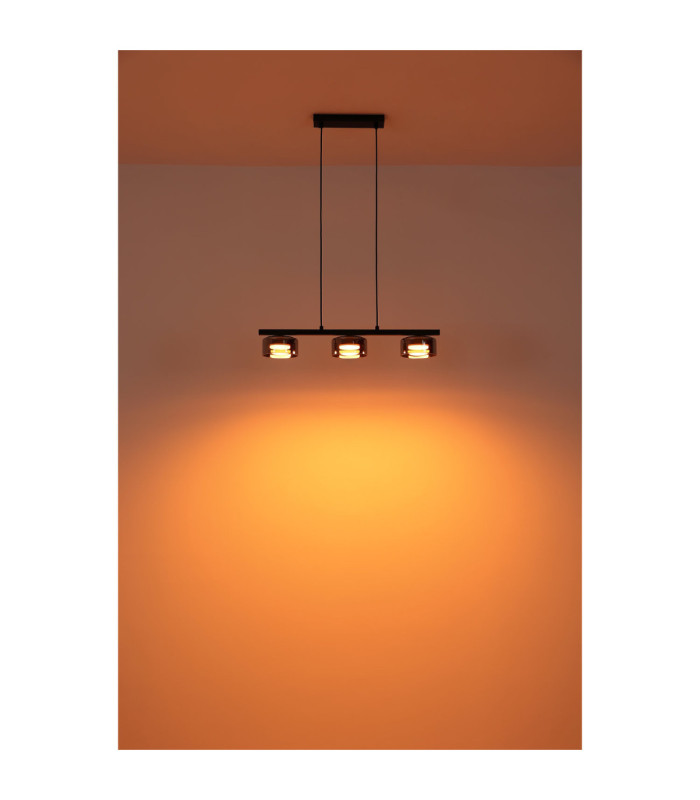 Higgins Bar Pendant Ceiling Light Matt Black Smoke Glass 3x GX53 1800K-5