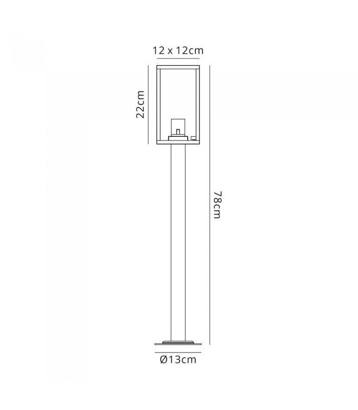 Tall Bollard Post, 1 x E27, IP54, Graphite Black - 2