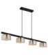 Higgins Bar Pendant Ceiling Light Matt Black Amber Glass 4x GX53 1800K-2