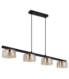 Higgins Bar Pendant Ceiling Light Matt Black Amber Glass 4x GX53 1800K-2
