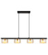 Higgins Bar Pendant Ceiling Light Matt Black Amber Glass 4x GX53 1800K-3