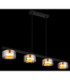 Higgins Bar Pendant Ceiling Light Matt Black Amber Glass 4x GX53 1800K-4