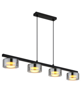 Higgins Bar Pendant Ceiling Light Matt Black Smoke Glass 4x GX53 1800K-1