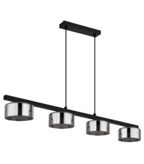Higgins Bar Pendant Ceiling Light Matt Black Smoke Glass 4x GX53 1800K-2