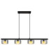 Higgins Bar Pendant Ceiling Light Matt Black Smoke Glass 4x GX53 1800K-3