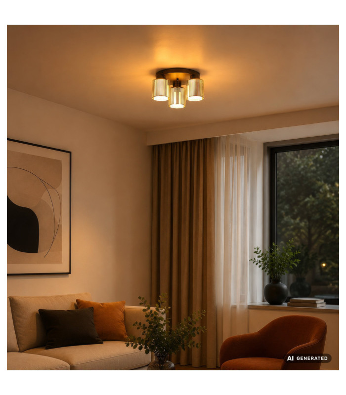 Felicia Shade Cluster Ceiling Light Matt Gunmetal 3x E27-5