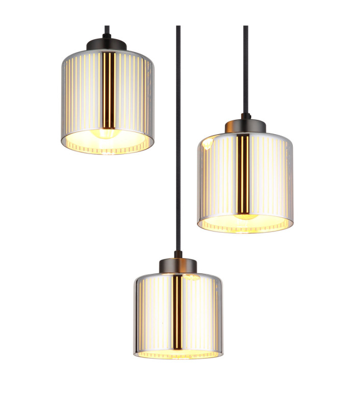 Felicia Cluster Pendant Ceiling Light Matt Gunmetal 3x E27-3