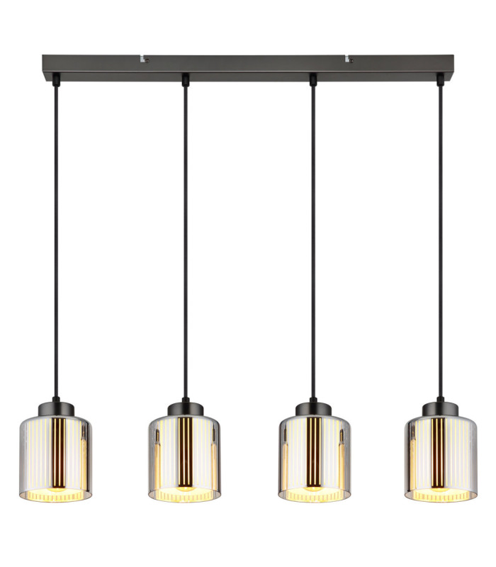 Felicia Bar Pendant Ceiling Light Matt Gunmetal 4x E27-3