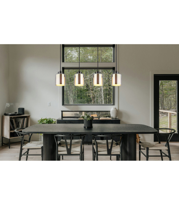 Felicia Bar Pendant Ceiling Light Matt Gunmetal 4x E27-9