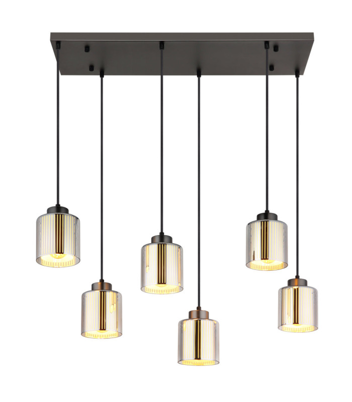 Felicia Cluster Pendant Ceiling Light Matt Gunmetal 6x E27-3